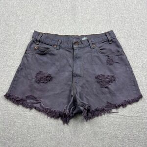 Levis 560 Shorts Women's 33 Purple Denim Orange Tab Raw Hem Distressed Denim USA